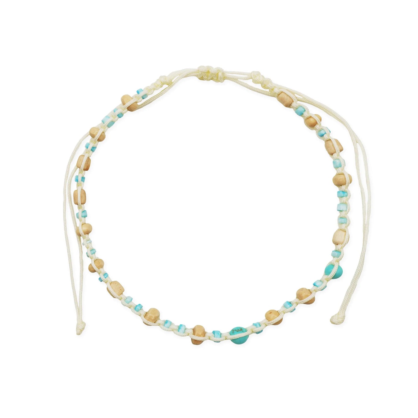 Ocean Breeze Beaded Anklet – Handmade Sliding Knot in Bali