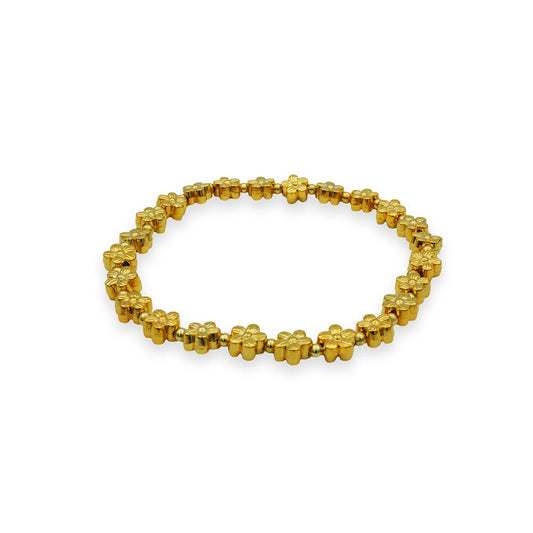 Golden Bloom Stretch Bracelet – Handmade in Bali