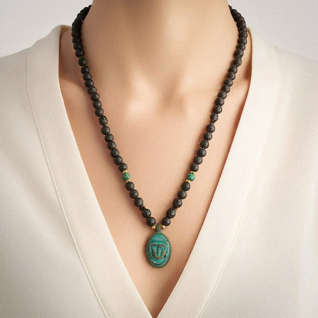 Sacred Lava Buddha Pendant Necklace – Handmade in Bali