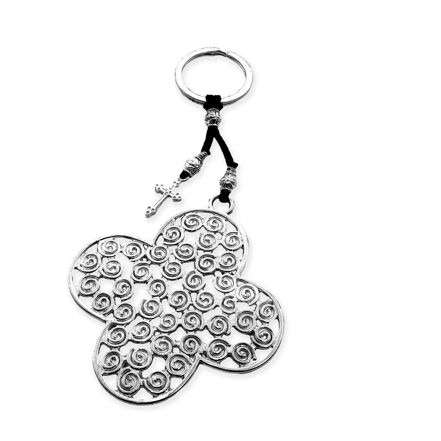 Vintage Spiral Blossom Keychain – Handcrafted Boho Chic Charm