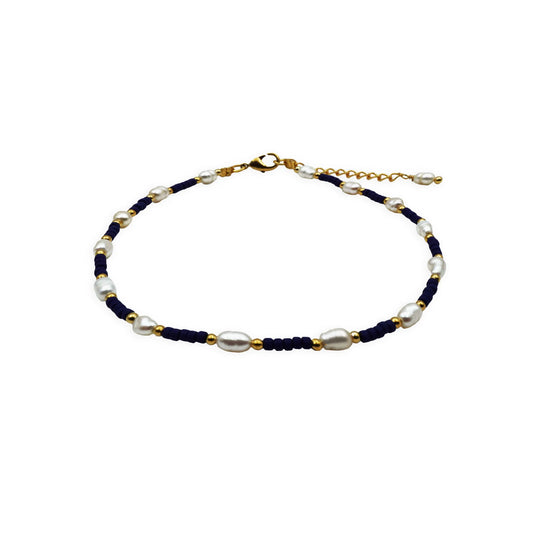 Celestial Pearl & Bead Anklet – Handmade in Bali