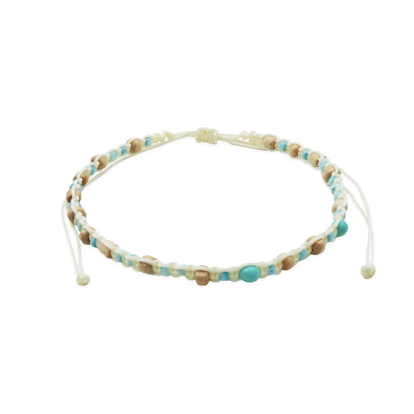 Ocean Breeze Beaded Anklet – Handmade Sliding Knot in Bali