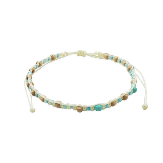Ocean Breeze Beaded Anklet – Handmade Sliding Knot in Bali