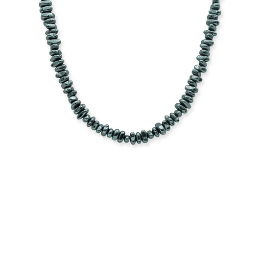 Shadow Stone Sliding Bead Necklace – Hematite Elegance