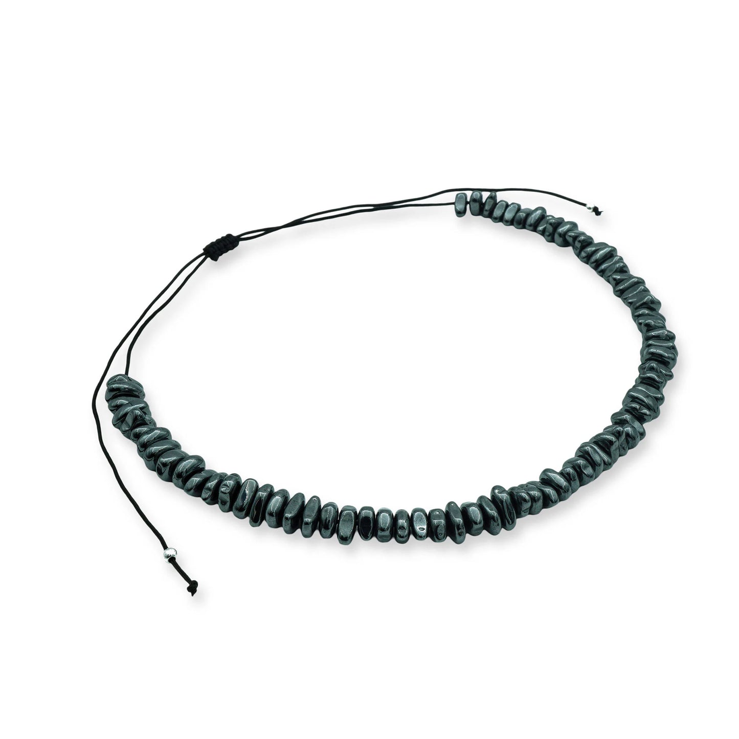 Shadow Stone Sliding Bead Necklace – Hematite Elegance