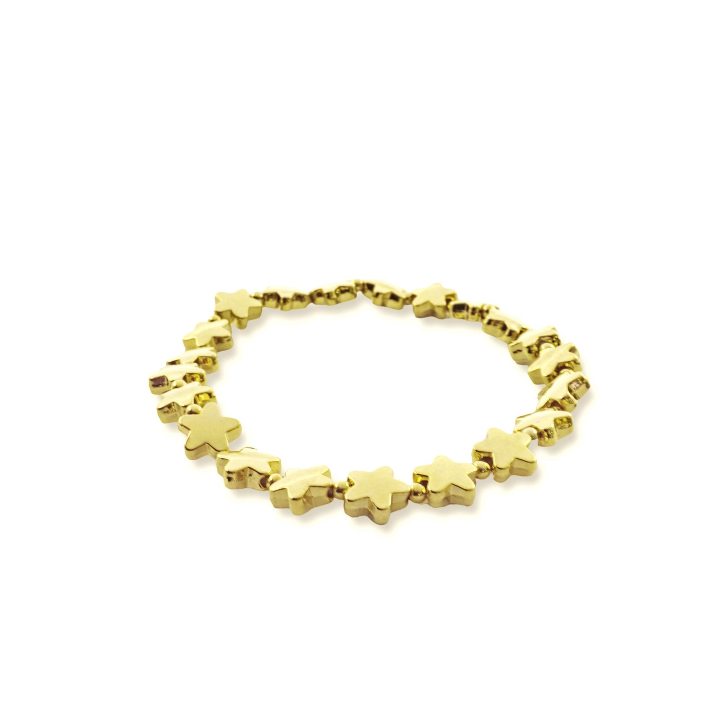 Front view of Starlight Glow Stretch Bracelet by Camins Fashion – features matte gold-tone star-shaped beads in a celestial-inspired, minimalist boho style.