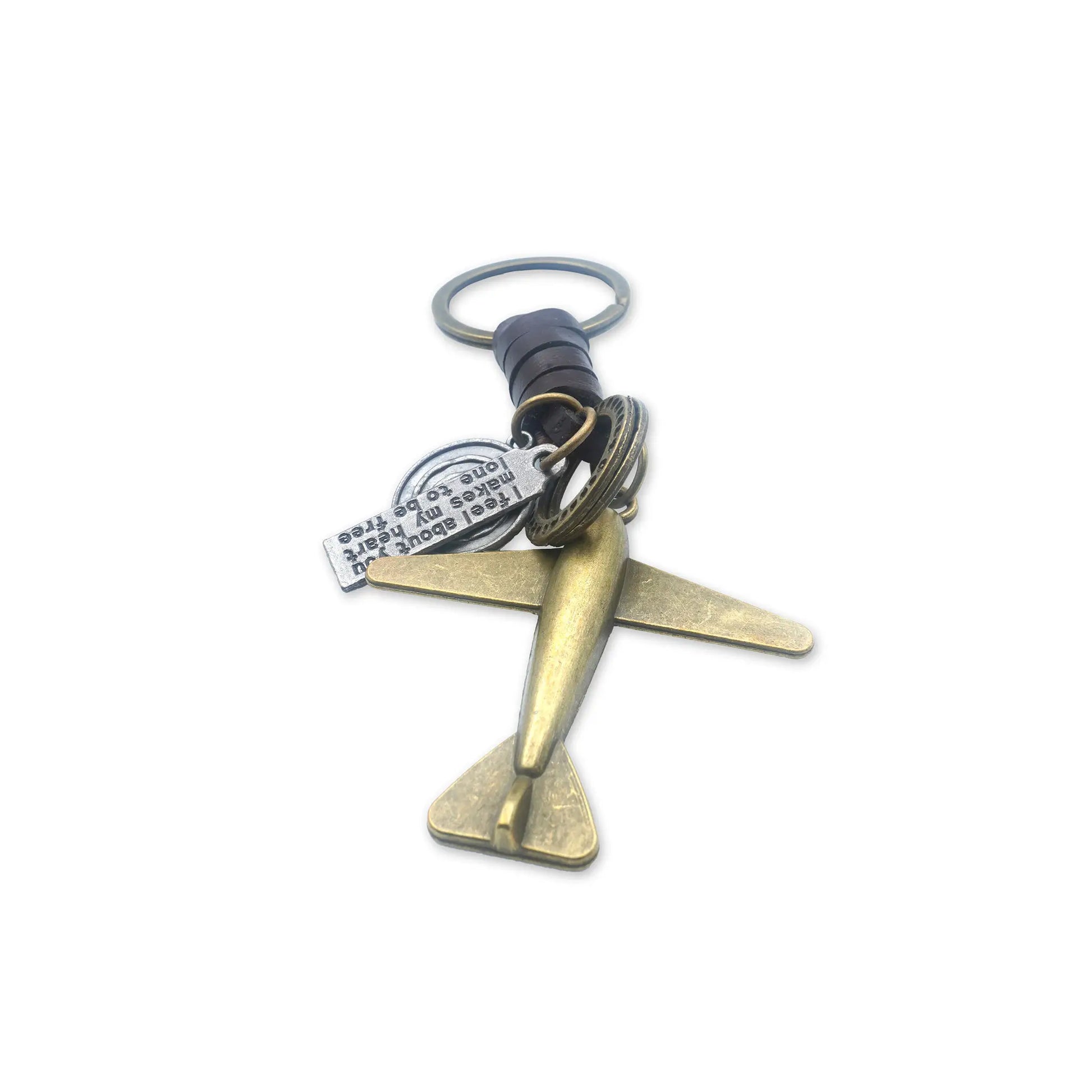 Vintage Flight Keychain – Handmade Travel-Inspired Accessory featuring an antique airplane charm and rustic leather strap, perfect for aviation enthusiasts and travelers seeking a nostalgic touch.