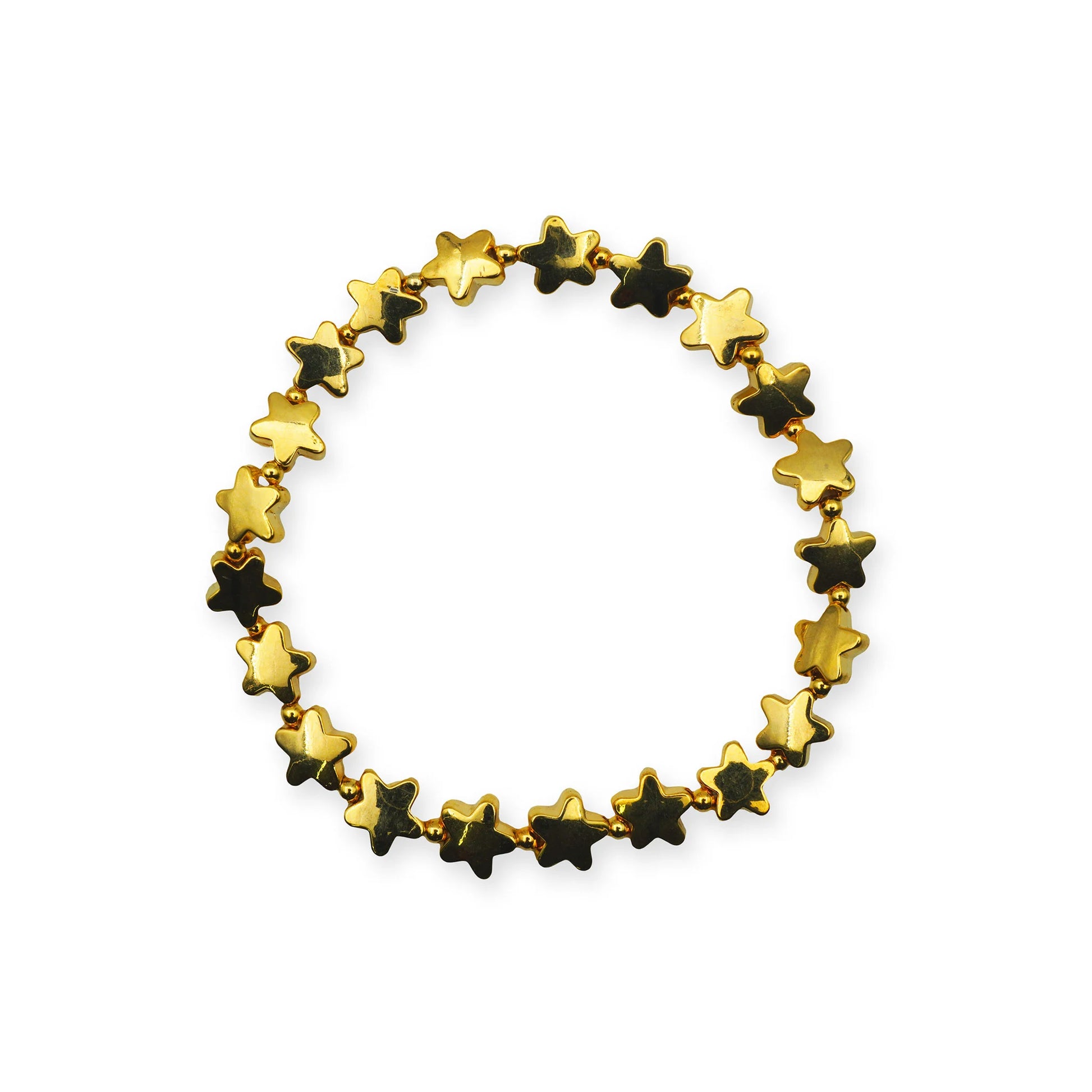 Top view of the Starlight Glow Bracelet featuring radiant gold stars in a circular arrangement