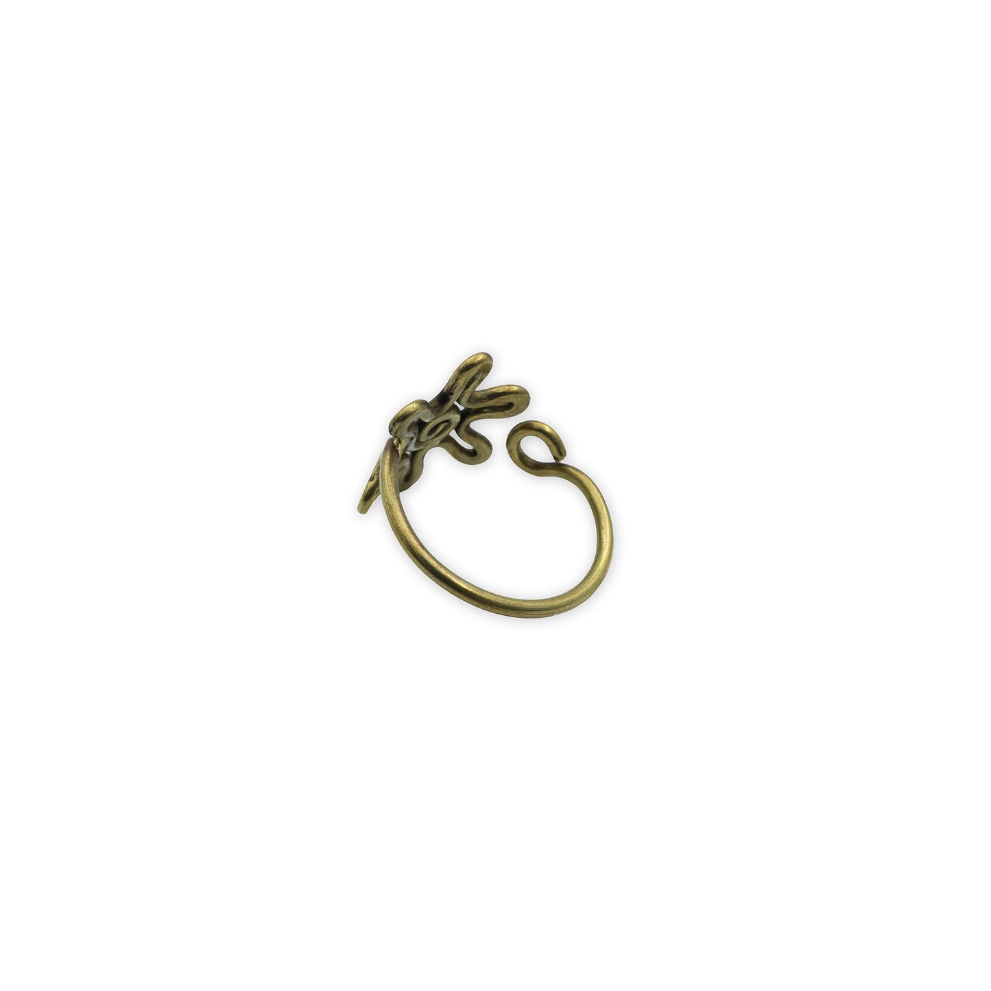 Sun Spiral Ring – Back view of handcrafted natural brass ring with open adjustable band and smooth finish, offering comfort and symbolic style